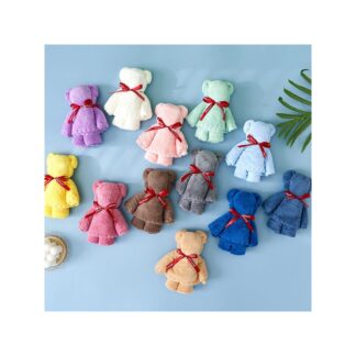 Coral Velvet Towel With Gift Bag Bear Shape Towel / Bear Towel For Face Towel , Baby Shower Or Gift  for Mom, Dad, Friends, Teacher  and Favourite Person's wedding , Birthday, Anni
