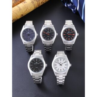 Ricecgo 1 Men's Classic Quartz Watch - Business Style, Round Dial, Bar Markers, Stainless Steel Strap, Quartz Movement, Suitable for Daily Wear, Ideal Gift for Birthdays or Special