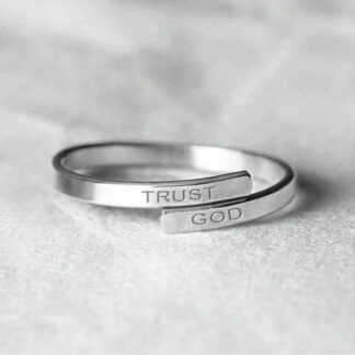 Elegant  "TRUST GOD" Adjustable Two-Layer Stainless Steel Ring Daily & Gift Occasion Women and Men Jewelry