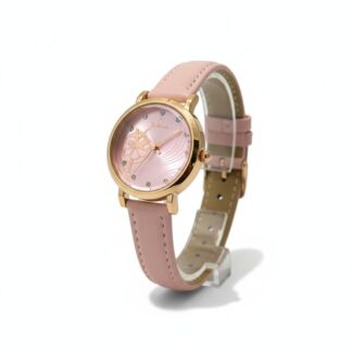 High-Quality Printed Butterfly Designer Ladies Wristwatch with a Comfortable Pink Leather Band, Durable Alloy Head, Classic Round Dial, and Sparkling Strass Crystals perfect for Ca