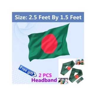 Premium (2.5 By 1.5) Feet Bangladesh National Flag Prime Fabric Potaka Perfect for Any Occasion Display Patriotism Celebrate Victory or Independence Day Stationery Craft Green Red 