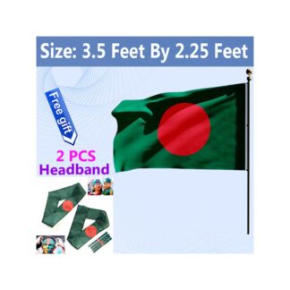 Premium (3.5 By 2.25) Feet Bangladesh National Flag, Quality Fabric Potaka Perfect for Any Occasion Display Patriotism Celebrate Victory or Independence Day Stationery Craft Green 