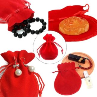2 Pcs Velvet Pouch with Drawstring Gift Bag Jewelry Pouch DIY Candy Gift Bags for Jewelry Gift Party Wedding Occasions,Portable,9x7cm
