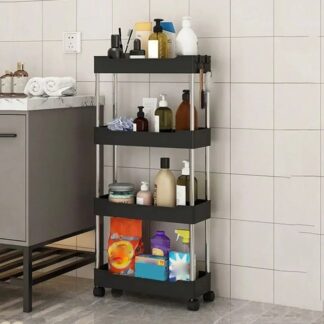 Narrow Type Multi Purpose Gap Storage Trolley Rack Movable Slim Organizer Cart for Kitchen Bathroom Home Use