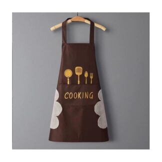 High-Quality Cotton Blend Waterproof Cooking Apron with Pocket for Kitchen & Dining (Coffee)