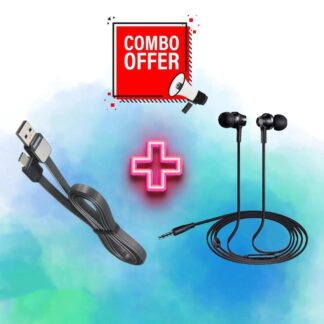Remax Combo 2 in 1 Offer For Remax Rm 512 Earphone + Remax Type C Cable - Headphone - Ear PhoneMulticolor