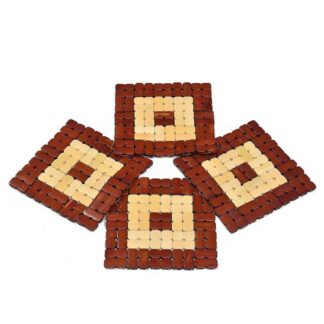Elevate Your Dining Experience with a 4-Piece Wooden Dining Mat Set - Large Size, Square Bamboo Placemats, Insulation Backed Pads