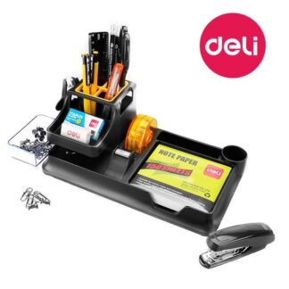 Deli 38252A Desk Organiser (Includes 17 pieces of stationery items) Black
