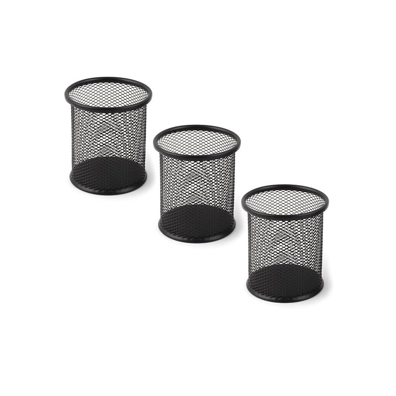 Generic Metal Cylinder Shape Office School Meshy Pen Holder Pencil Storage 1 Pcs Black