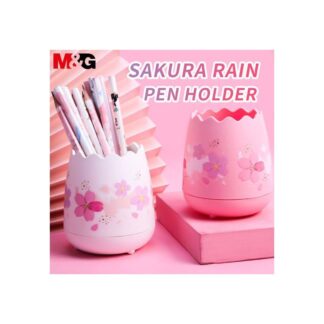 M&G Cherry Blossoms Egg Pen Holder Pink Creative Storage Pencil Case Office Desk Pen Organizer Stationery Gifts for Students