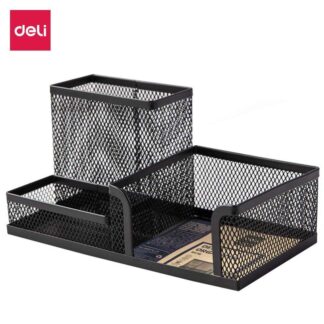 Deli E9175 Versatile Pen Stand (Black) – Desk Organizer for Office, School & Home Use