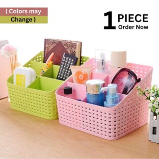 Saluk 5 SECTION Multipurpose Desk Organizer, Multipurpose 5 Compartment Plastic Desk Organizer Cosmetics Makeup Kitchen Storage Box Holder Basket Multi Color Desk Organizer Compact