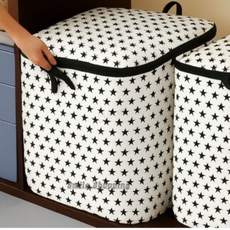 Square Box-Star Printed Quilt Storage Bag – Large Capacity Blanket & Clothes Organizer