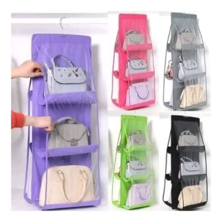 6 Pocket Foldable Hanging Bag 3 Layers Folding Shelf Bag Purse Handbag Organizer Door Sundry Pocket Hanger Storage Closet Hanger - Router Stand