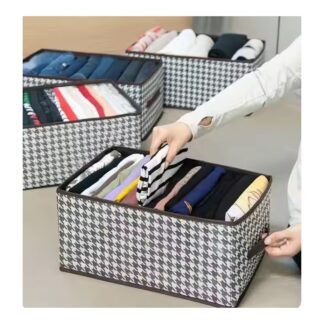 Printed 9-Grid Cloth Organizer Box – Foldable Storage for Wardrobe & Drawers (NW 9L)