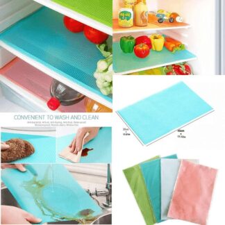 4PCS Washable Refrigerator Shelf Mats – Waterproof Multi-Color Anti-Slip Fridge Drawer Liners, Oil-Proof Cabinet Shelf Protectors for Refrigerator, Kitchen Cabinets, Pantry Shelves
