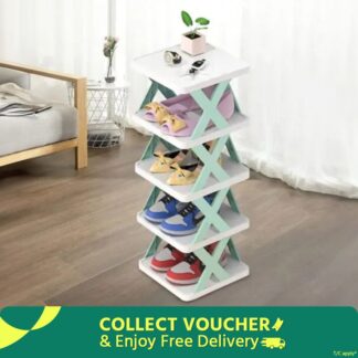 Creative 5-layer Shoe Rack Storage Organizer Simple Plastic Household Multi-function Space-saving Folding Shoe Stacker Shelf Large Size