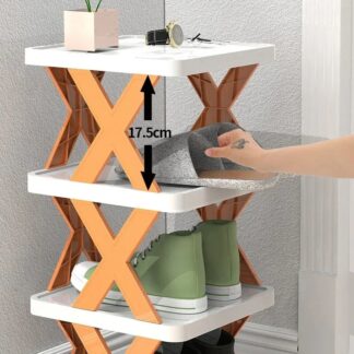 5-layer Shelf Shoes Storage Organizer Shoe Rack Removable Shoes Cabinets Stackable Shoe-Shelf Space Saving Shoes Organize Big Size (30x28x17.5cm)