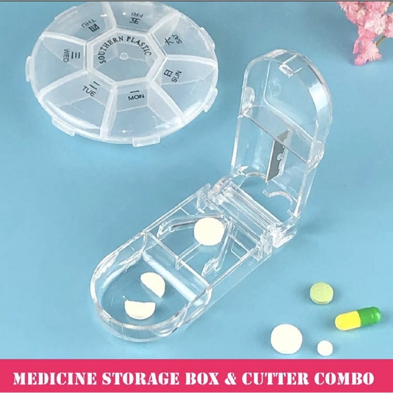 7 Compartments Portable Round Mini Plastic Pill Box Medicine Box Travel Pill Storage Case 7 Days Weekly Pill Organizer