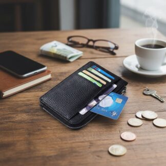 Ultra Thin Zipper Card Wallet with Multiple Slots Large Capacity Compact for Travel Business Credit Cards Daily Carry