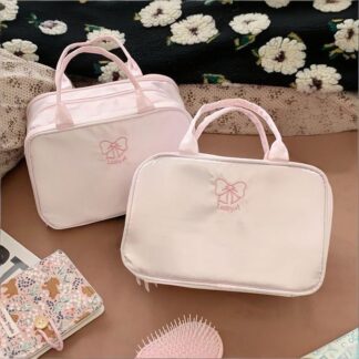 Large Capacity Portable Travel Cosmetic Bag Women's Lightweight Nylon Storage Organizer For Toiletries Easy To Carry Daily Use