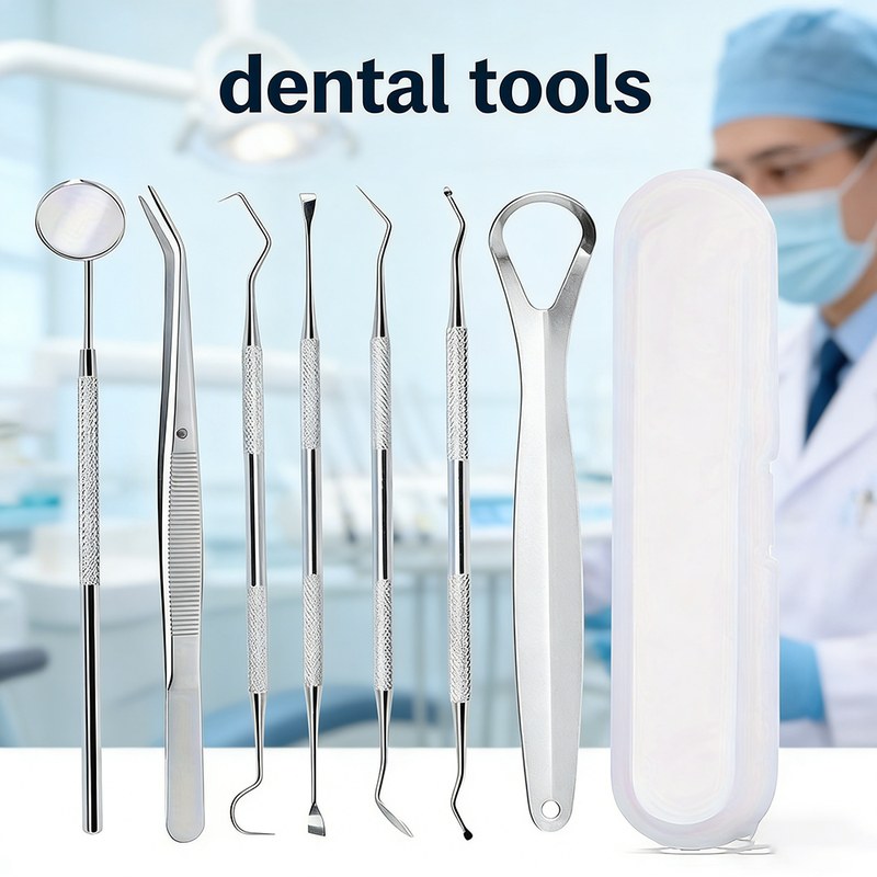 5/7pcs Ergonomic Easy Carry Teeth Cleaner,Reusable Stainless Steel Interdental Dental Hygiene Tools Portable for Travel Daily
