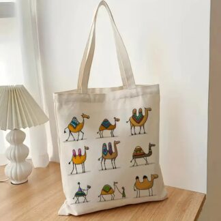 1pc Camel Pattern Tote Bag Aesthetic School Shoulder Bag Shopping Bag Daily Travel Carry Cute Library Shoulder Bag