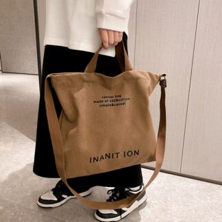 Washable Thick Handbag Fashion Large Capacity Bag Japanese Simple Canvas Satchel Unisex Crossbody Bag for Students Daily Carry