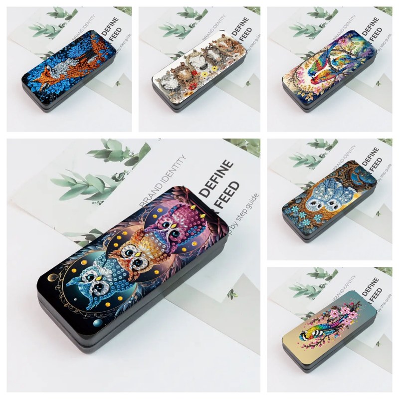 1 DIY Diamond Art Painting Set, PU Leather Animal Pattern Sunglasses Case, Convenient to Carry and Store for Daily Travel